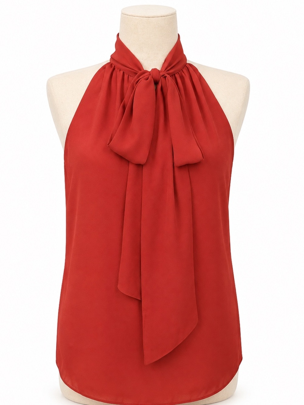 Prabal Gurung Red Halter Neck Tie-Front Women's Top- 2